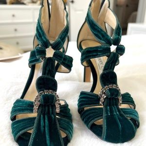 Jimmy Choo Emerald Velvet Green Heels